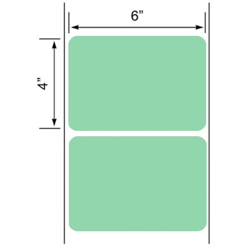 6x4 Floodcoated Green Thermal Transfer Label Rolls 3" Core 8 inch O.D.