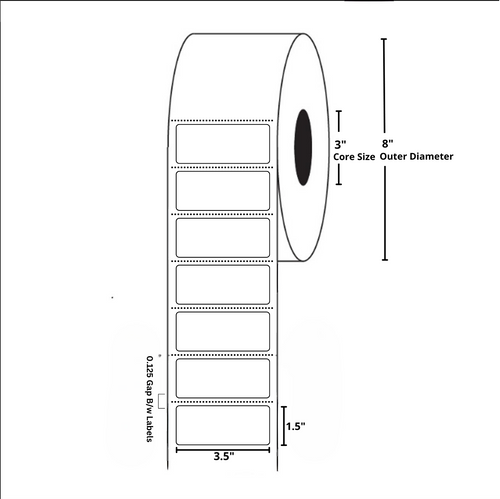 3.5x1.5 Inch, Thermal Transfer, 3 Inch Core, 8 Inch Outer Diameter