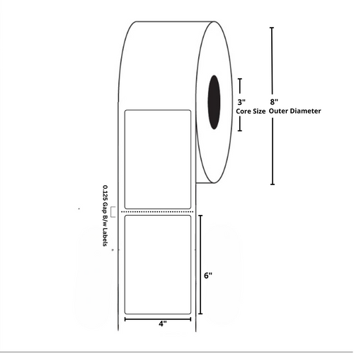4x6 Inch, Thermal Transfer, 3 Inch Core, 8 Inch Outer Diameter