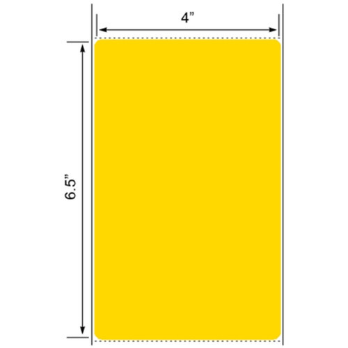 4" x 6.5" Yellow Floodcoated Thermal Transfer Label, 3" Core, 8" Outer Diameter