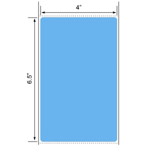 4" x 6.5" Blue Floodcoated Thermal Transfer Label, 3" Core, 8" Outer Diameter