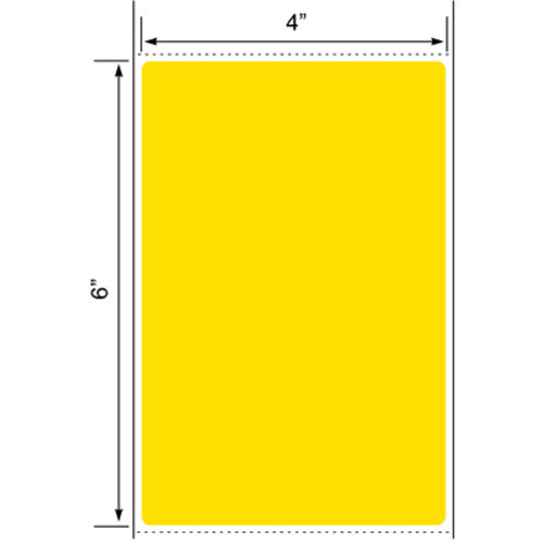 4x6 4 inch O.D. Floodcoated Yellow Thermal Transfer Label Rolls 1" Core