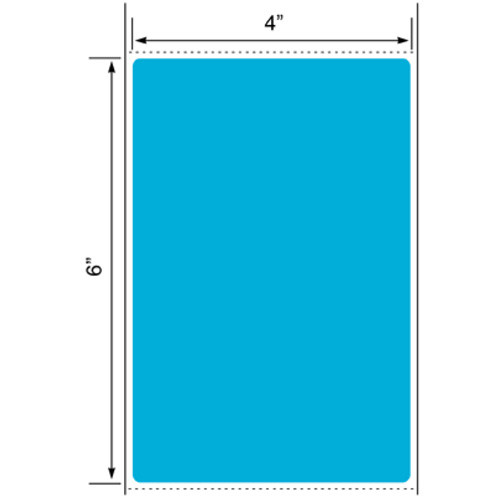4x6 4 inch O.D. Floodcoated Blue Thermal Transfer Label Rolls 1" Core