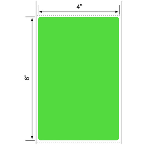 4x6 4 inch O.D. Floodcoated Green Thermal Transfer Label Rolls 1" Core