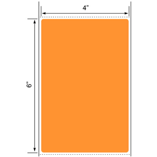 4x6 4 inch O.D. Floodcoated Orange Thermal Transfer Label Rolls 1" Core
