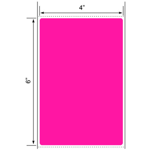4x6 8 inch O.D. Fluorescent Pink Thermal Transfer Label Rolls 3" Core