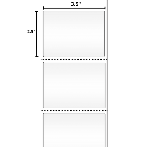 3.5x2.5 White Thermal Transfer Label Rolls 3" Core