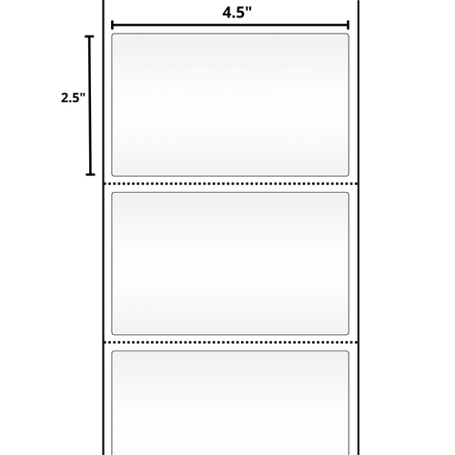 4.5x2.5 White Thermal Transfer Label Rolls 3" Core