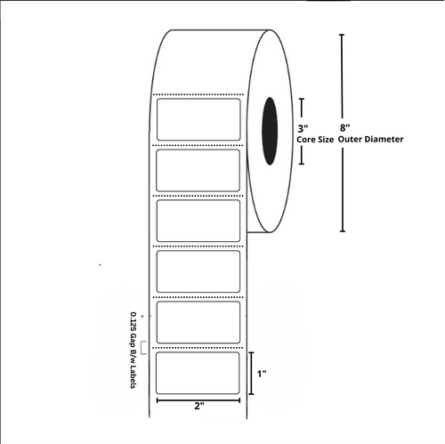 2"x1" Inch, Polyestar Thermal Transfer, 3 Inch Core