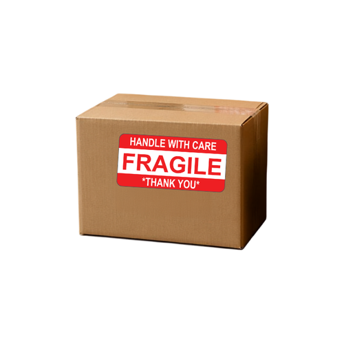 1.5" x 3" "Handle With Care" Label, Paper, 500 Labels Per Roll