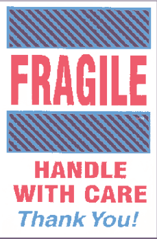 4" x 6" "Handle With Care" Label, Paper, 500 Labels Per Roll
