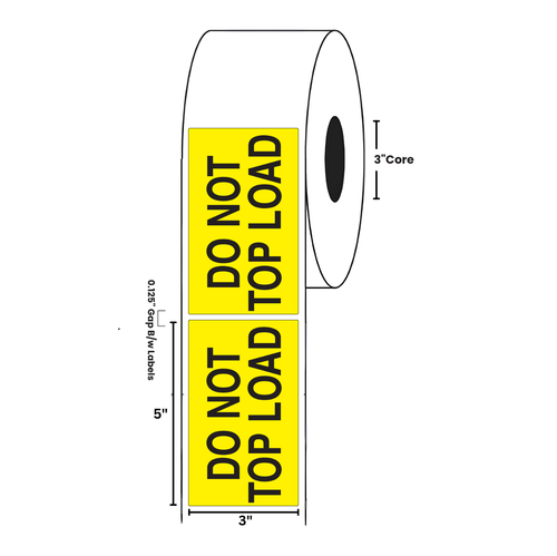 3" x 5" "Do Not Top Load" Label, Paper, 500 Labels Per Roll