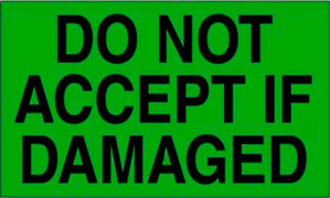 3" x 5" "Do Not Accept if Damaged" Label, Paper, 500 Labels Per Roll