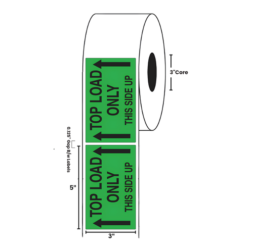 3" x 5" "Top Load Only" Label, Paper, 500 Labels Per Roll