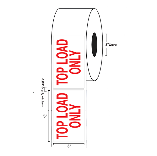 3" x 5" "Top Load Only" Label, Paper, 500 Labels Per Roll