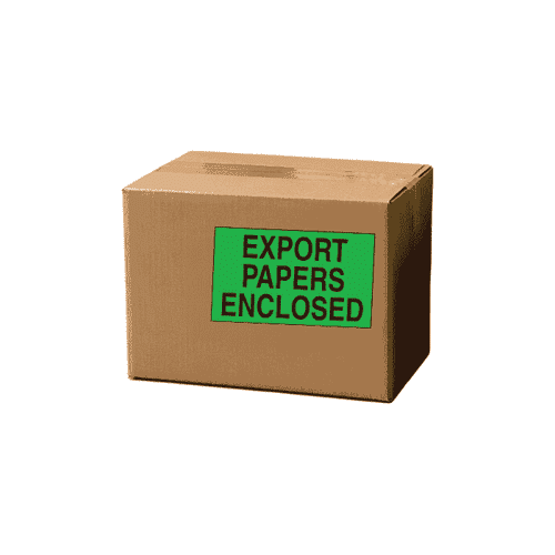 3" x 5" "Export Papers Enclosed" Label, Paper, 500 Labels Per Roll