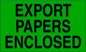 3" x 5" "Export Papers Enclosed" Label, Paper, 500 Labels Per Roll