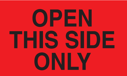 3" x 5" "Open This Side" Label, Paper, 500 Labels Per Roll