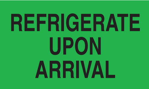 3" x 5" "Refrigirate Upon Arrival" Label, Paper, 500 Labels Per Roll