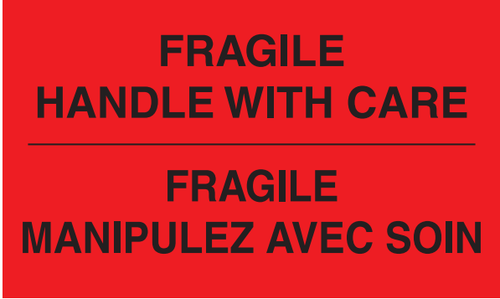 3" x 5" "Fragile" Label, Paper, 500 Labels Per Roll