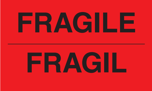 3" x 5" "Fragile" Label, Paper, 500 Labels Per Roll