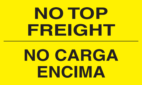 3" x 5" "No Top Freight" Label, Paper, 500 Labels Per Roll