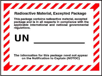 4.375" x 3.25" "Radioactive Material, Excepted" Label, Paper, 500 Labels Per Roll
