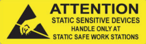 0.625" x 2" "Static Sensitive Devices" Label, Paper, 500 Labels Per Roll