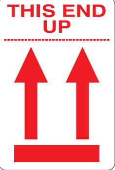 2" x 3" "This End Up" Label, Paper, 500 Labels Per Roll
