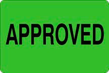 1.25" x 2" "Approved" Label, Paper, 500 Labels Per Roll