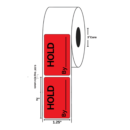 1.25" x 2" "Hold By ___" Label, Paper, 500 Labels Per Roll