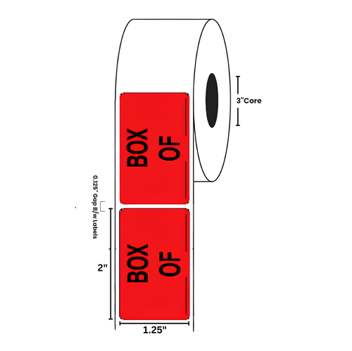 1.25" x 2" "Box _ Of _" Label, Paper, 500 Labels Per Roll