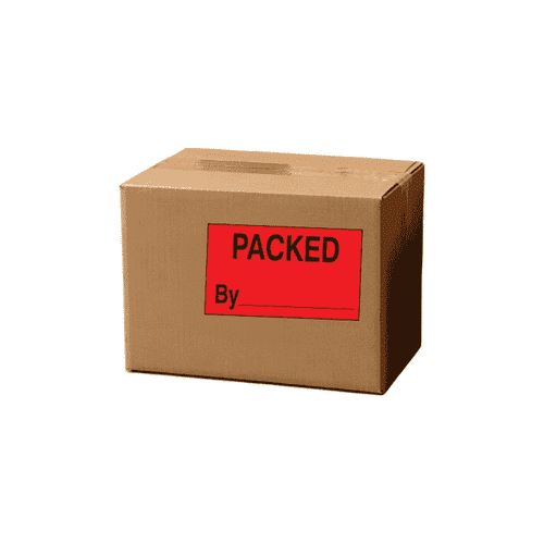 1.25" x 2" "Packed By ___" Label, Paper, 500 Labels Per Roll
