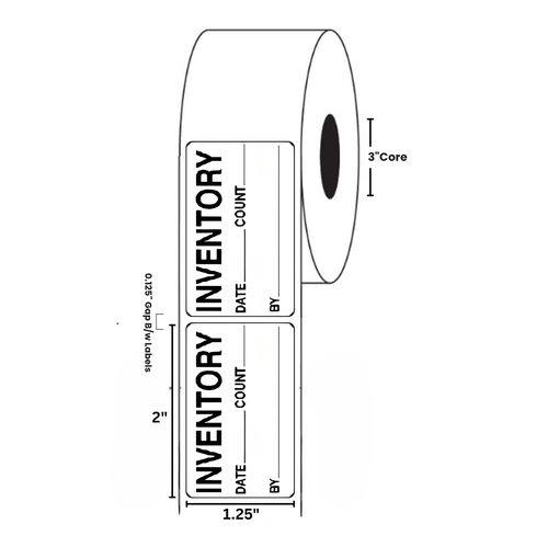 1.25" x 2" "Inventory ___" Label, Paper, 500 Labels Per Roll