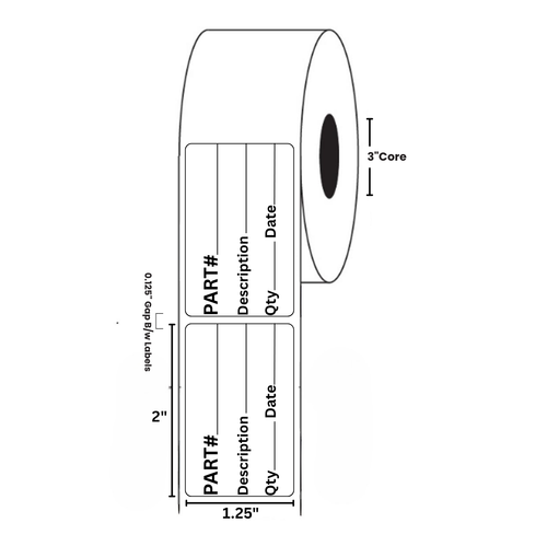 1.25" x 2" "Part # ___" Label, Paper, 500 Labels Per Roll
