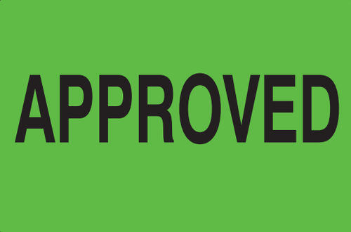 2" x 3" "Approved" Label, Paper, 500 Labels Per Roll