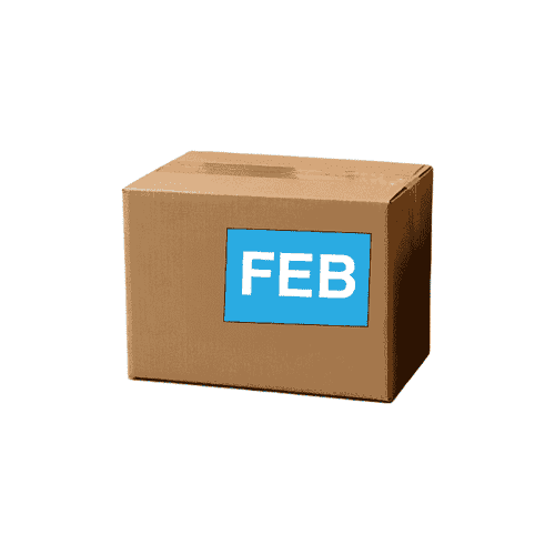 2" x 3" "February" Label, Paper, 500 Labels Per Roll