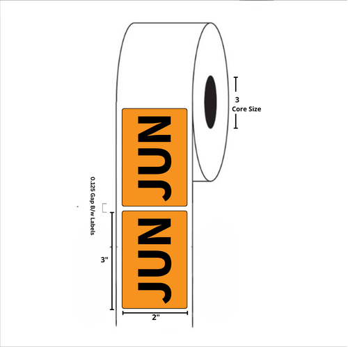 2" x 3" "June" Label, Paper, 500 Labels Per Roll