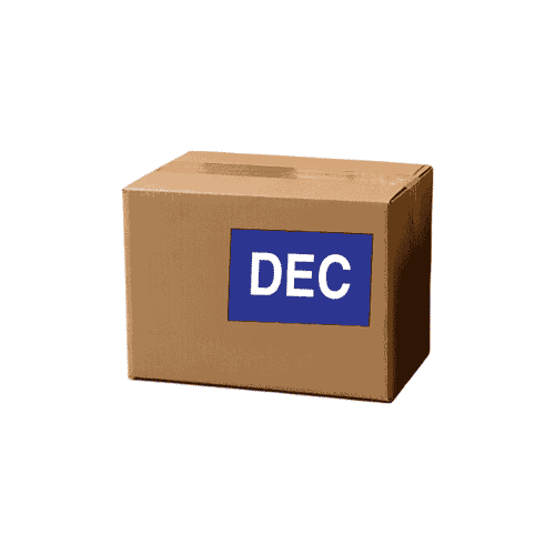 2" x 3" "December" Label, Paper, 500 Labels Per Roll