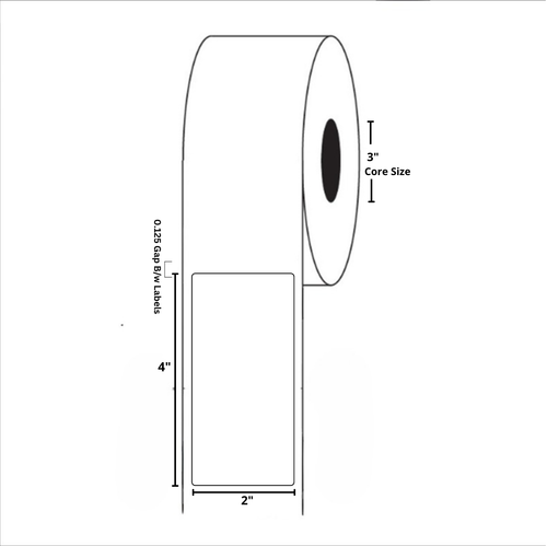 2" x 4" Blank Rectangle Label, Paper, 500 Labels Per Roll