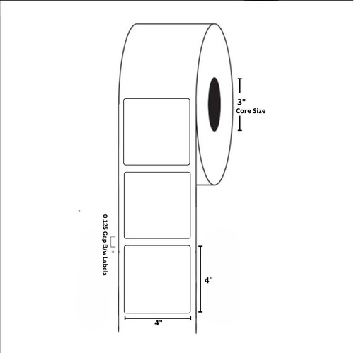 4" x 4" Blank Rectangle Label, Paper, 500 Labels Per Roll
