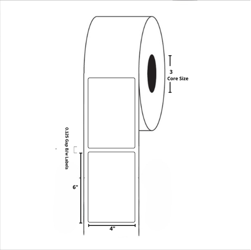 4" x 6" Blank Rectangle Label, Paper, 500 Labels Per Roll
