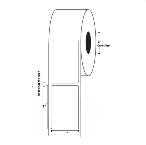 5" x 7" Blank Rectangle Label, Paper, 500 Labels Per Roll