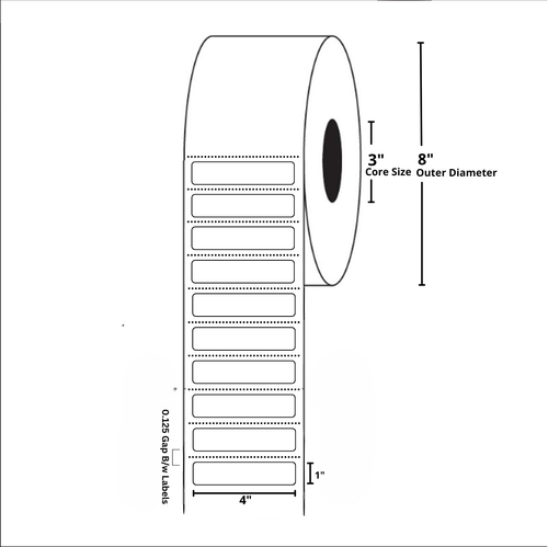 4"x1" Inch, Polypropylene Thermal Transfer, 3 Inch Core