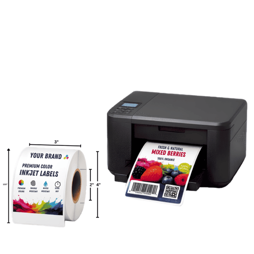 3x100 Inch, InkJet Labels, 4 Inch Outer Diameter