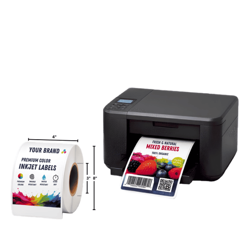 4x2 Inch, InkJet Labels, 8 Inch Outer Diameter