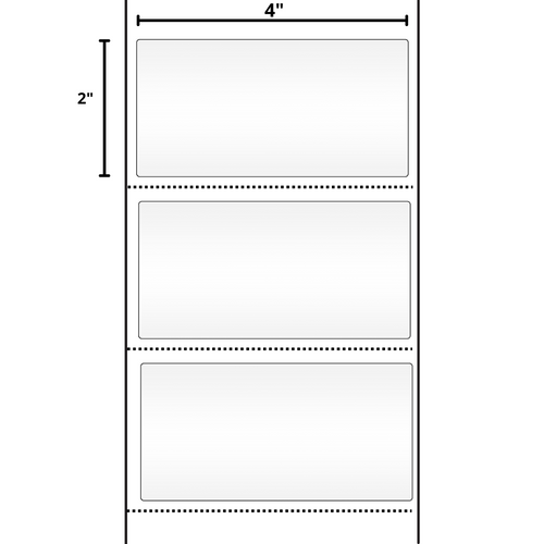 4" x 2" Direct Thermal Label, Non-Topcoated, 3" Core, 8" Outer Diameter