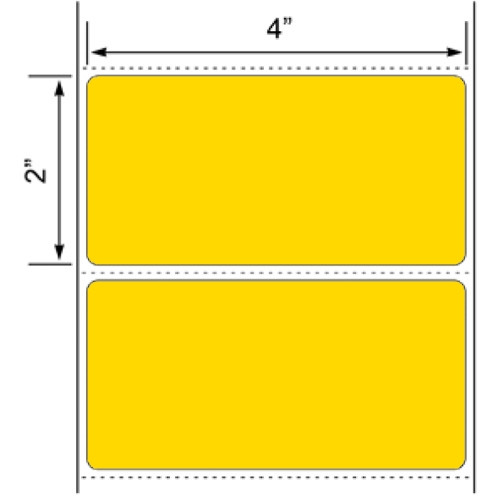 4x2 Yellow Floodcoated Direct Thermal Labels 3" Core