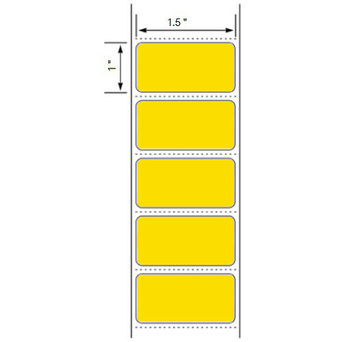 1.5x1 Yellow Floodcoated Direct Thermal Labels 1" Core