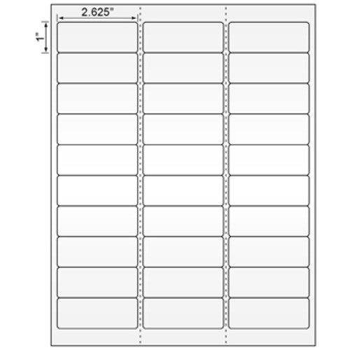 2.625x1 Permanent Adhesive White Poleyester Laser Sheets